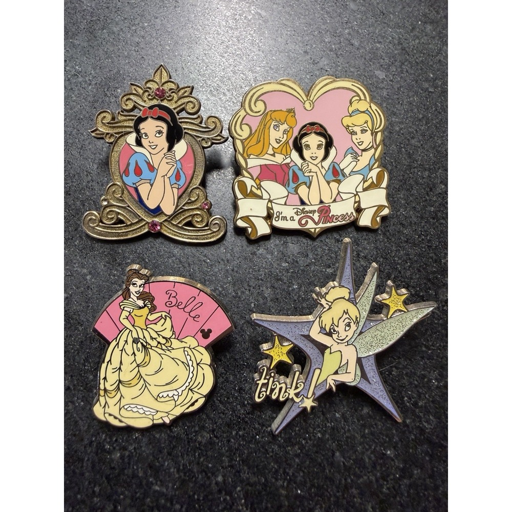 Disney Trading Pin Lot of 4 Snow White Belle Princess Tinker Bell 2005 2006